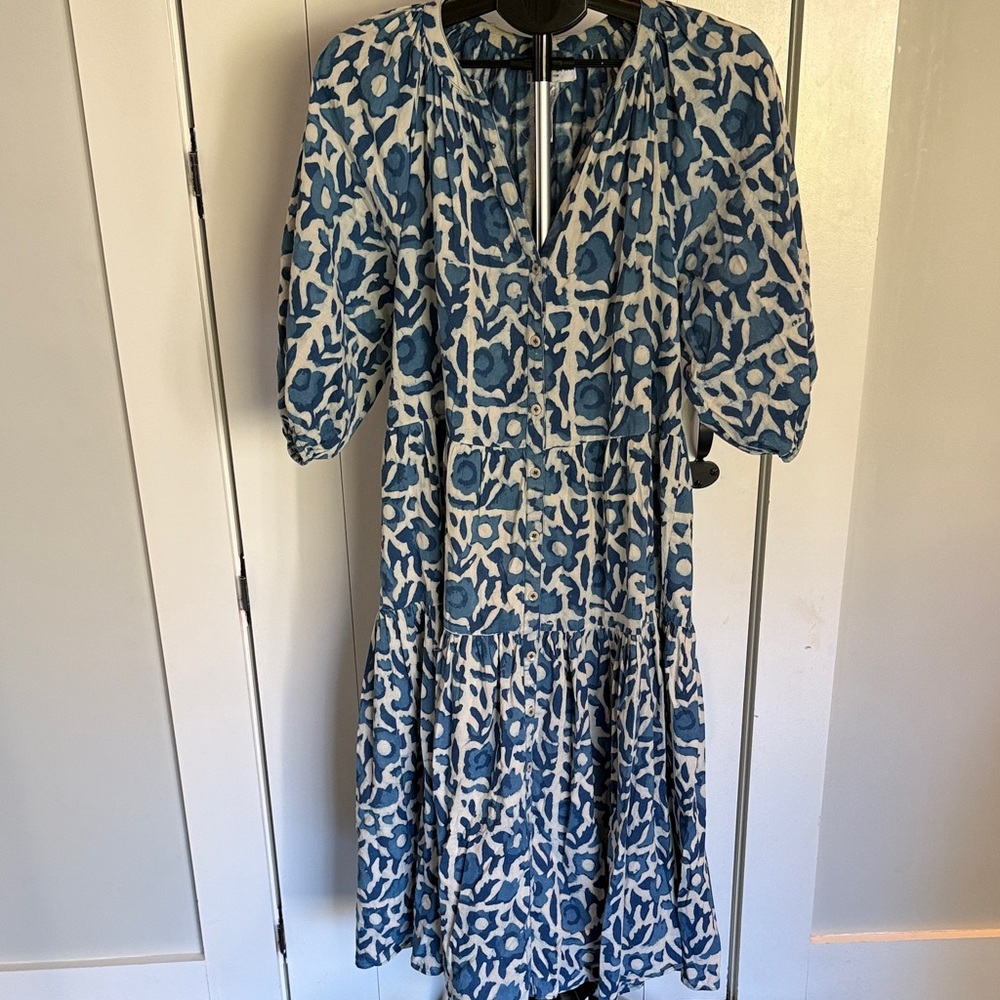 Apiece Apart Blue Floral Print Women's Dress Size S